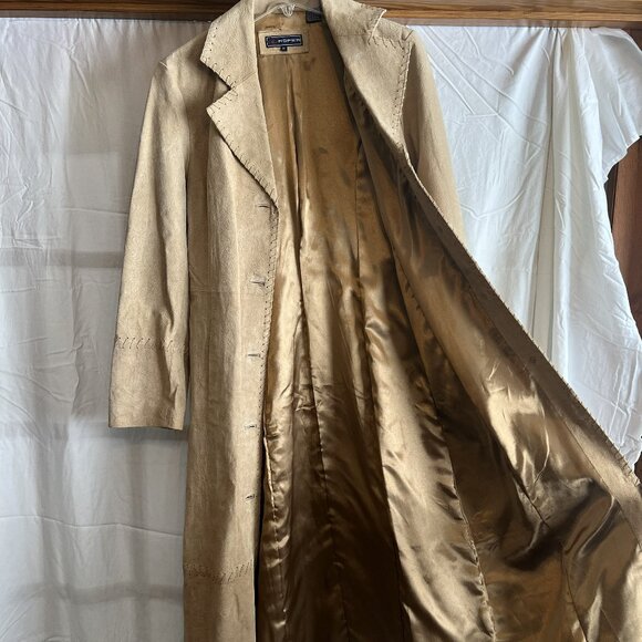 Women's Roper Leather Stitch Trench Coat Western Cowgirl - Picture 6 of 11